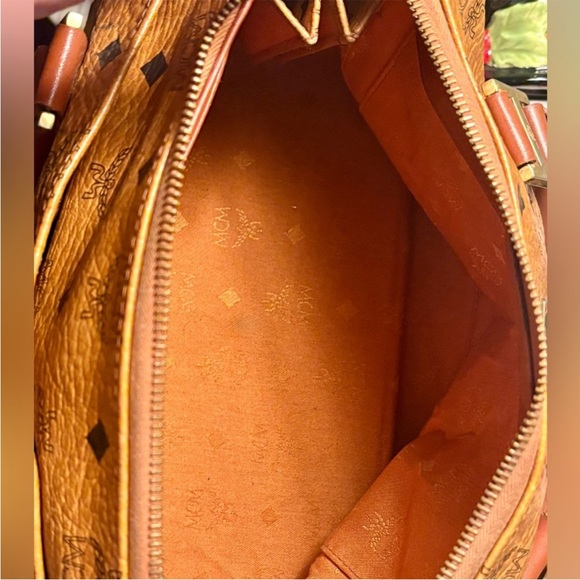 MCM Vintage Cognac Leather Satchel Boston Bag with COA - German - EUC - Picture 11 of 17